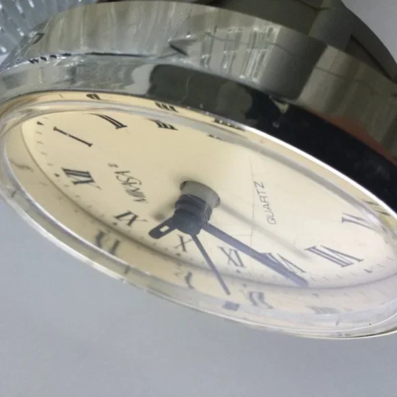 Mikasa Art Deco Vintage Table Shelf Desk Clock B Germany Crystal Semicylinder - Picture 10 of 11